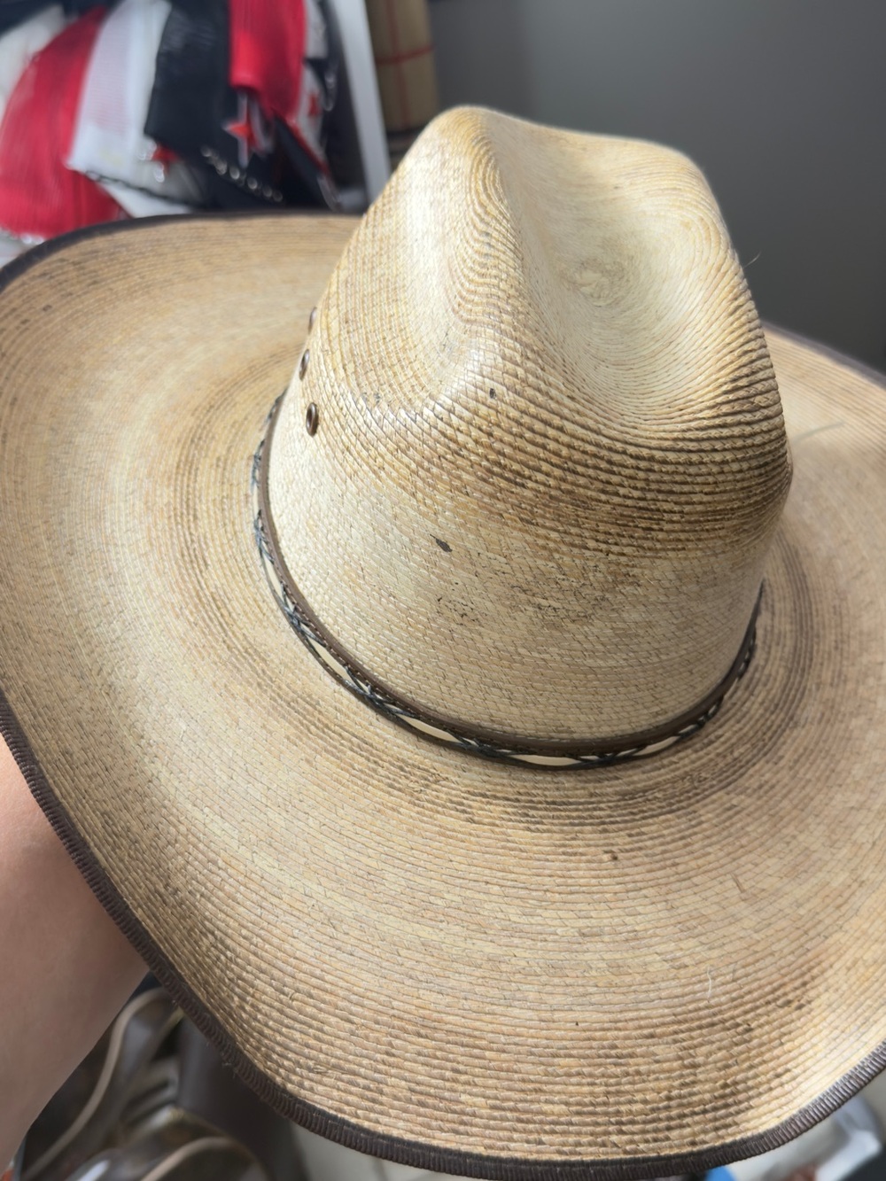 Women's Straw Western Hat in Tan with Braided Accent - Picture 6 of 9